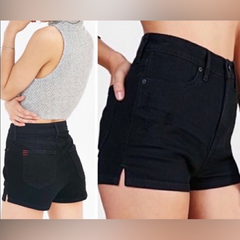 Bdg Pin Up High Rise Black Denim Shorts Sz 28